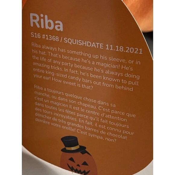 16” Squishmallows Riba Pumpkin Jack O Lantern With Hat Halloween Soft Plush NEW - Picture 5 of 10